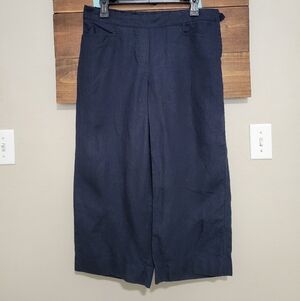 J. Jill Navy Linen Wide Leg Crop Coastal Lightweight Pants Size Small